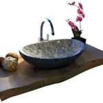 Waschbecken aus Naturstein, Granit, Model Monaco, Juparana, 56x38cm