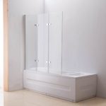 CLP NANO Duschabtrennung für die Badewanne | Faltbarer Badewannenaufsatz aus Sicherheisglas | 3 teilige Duschwand