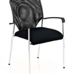 CLP Konferenzstuhl CUBA mit Stoffbezug und hochwertigem Sitzpolster | Besucherstuhl mit Armlehne und Metallgestell Schwarz