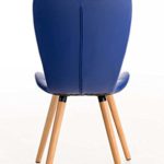 CLP Esszimmerstuhl ELDA mit hochwertiger Polsterung und Kunstlederbezug | Lehnstuhl mit robustem Holzgestell | Polsterstuhl mit stilvollen Ziernähten | In verschiedenen Farben erhältlich Blau