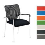 CLP Konferenzstuhl CUBA mit Stoffbezug und hochwertigem Sitzpolster | Besucherstuhl mit Armlehne und Metallgestell Schwarz