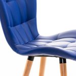 CLP Esszimmerstuhl ELDA mit hochwertiger Polsterung und Kunstlederbezug | Lehnstuhl mit robustem Holzgestell | Polsterstuhl mit stilvollen Ziernähten | In verschiedenen Farben erhältlich Blau