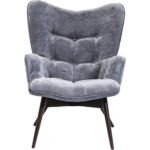 KARE Design Sessel Vicky 82608 mit Armlehnen, Ohrensessel mit Samt Bezug, Polstersessel in Grau, pflegeleichte Oberfläche, Füße aus massiver Buche lackiert, 59x63x92cm