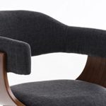CLP Retro Esszimmer-Stuhl BARRIE V2 Stoff, Holzgestell walnuss, Gastro-Stuhl mit Armlehne, gepolstert, modern Dunkelgrau