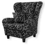 lifestyle4living Ohrensessel in grau mit Blumenmuster | Der perfekte Sessel für entspannte, lange Fernseh- und Leseabende. Abschalten und genießen!