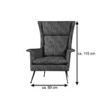 SIT-Möbel 6018-21 Sessel aus Stoff, Beine aus Stahl, anthrazitfarbener Ruhesessel, 89 x 86 x 115 cm