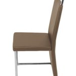CAVADORE Esszimmerstuhl 4-er Set SCARLETT/4x Stühle in modernem Design mit Griff und langem Rückenteil/Bezug Lederimitat Cappuccino/Gestell verchromt/58 x 45 x 100 cm (T x B x H)