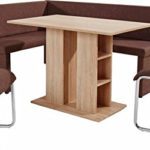 CAVADORE Säulentisch MULAN/Moderner Esstisch aus Melamin Sonoma Eiche beige/passend zur Eckbank MULAN/Küchentisch mit Stauraum/mit Ablage/110 x 70 x 75 cm (L x B x H)
