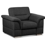 Cavadore Sessel Tuluza / Polstersessel hellgrau passsend zur Sofagarnitur Tuluza/ Modernes Design / Größe: 117 x 87 x 93 cm (BxHxT) / Strukturstoff in schwarz