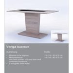 CAVADORE Esszimmertisch VENGA 110 cm breit/Moderner Esstisch mit Melaminplatte in Schwarz oder Weiß/Säulentisch in Melamin Sonoma Eiche/110 x 70 x 75 cm (LxBxH)