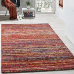 Paco Home Teppiche Modern Wohnzimmer Teppich Spezial Melierung Rot Multicolour Meliert, Grösse:160x230 cm