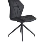CAVADORE Stuhl 2er Set INDIRA/2x Esszimmerstühle 360° drehbar/2 gepolsterte Stühle in modernem Design/Bezug Kunstleder Schwarz/Gestell Metall pulverbeschichtet Schwarz/52x91x62 cm (BxHxT)