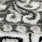 Moderner Teppich Designer Teppich Orientteppich mit Glitzergarn Wohnzimmer Teppich mit Bordüre und Kreismuster in Grau Anthrazit Creme Größe 80x150 cm
