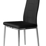 CAVADORE Stuhl 6-er Set BAMBI/6x Esszimmerstuhl in modernem Design/Metall verchromt/Lederimitat schwarz/52 x 46 x 97 cm (T x B x H)