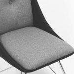 CAVADORE Esszimmerstuhl 2er Set ELEA/2x moderne Stühle mit stilischer Sitzschale/Bezug Kunstleder Schwarz/Sitz und Rücken in Stoff Grau/Gestell Metall verchromt/66x86x60,5cm (BxHxT)