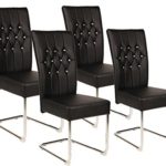 CAVADORE Esszimmerstuhl im 4er Set SONJA/Freischwinger in modernem Design/4 Stühle Schwarz mit 10 Kristallen im vorderen Rücken/44 x 102 x 58 cm (BxHxT)