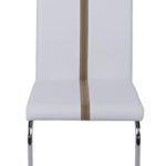 CAVADORE Esszimmerstuhl 4-er Set ENZO, 4x Freischwinger in modernem Design, Bezug Lederimitat Weiß mit cappuccino farbener Applikation, Metallgestell verchromt, 52 x 43 x 100 cm (T x B x H)