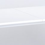 CAVADORE Esszimmertisch FELIX/Küchentisch ausziehbar/Moderner Esstisch in Hochglanz weiß/Untergestell Kufe verchromt/mit Auszug und 50cm Einlegeplatte/160 x 90 x 76 cm (L x B x H)