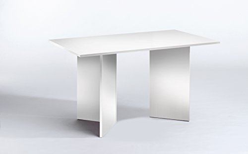 CAVADORE Tisch ANGLE/praktisch kleiner Küchentisch 140 cm breit/Moderner Esstisch in weißer Optik/Wangentisch weiß/140 x 75 x 75 cm (L x B x H)