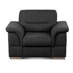 Cavadore Sessel Tuluza / Polstersessel hellgrau passsend zur Sofagarnitur Tuluza/ Modernes Design / Größe: 117 x 87 x 93 cm (BxHxT) / Strukturstoff in schwarz