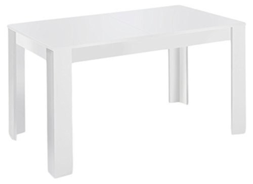 CAVADORE Tisch NICK/Moderner Esstisch 160 cm mit ausziehbarer Tischplatte auf 200 cm/Auszugstisch Melamin Weiß/Küchentisch in weiß/160-200 x 90 x 75 cm (L x B x H)