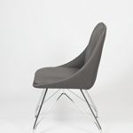 CAVADORE Esszimmerstuhl 2er Set ELEA / 2x moderne Stühle mit stilischer Sitzschale / Bezug Kunstleder GRAU /Gestell Metall verchromt / 66x86x60,5cm (BxHxT)