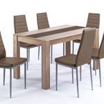 CAVADORE Küchenstuhl 2er Set PEGASUS / 2x Esszimmerstuhl in zeitlosem Design / Lederimitat Bezug cappuccino braun mit Steppung / Füße Metall silber / 42 x 96,5 x 53,5 cm (B x H x T) / 2 Stück