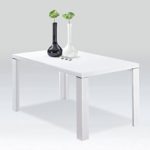 CAVADORE Esszimmertisch FERNNADO/Küchentisch 120 cm breit in Hochglanz Weiß lackiertem Holz/Winkelfuß mit Applikation in silber/120 x 80 x 75 cm (L x B x H)