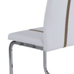 CAVADORE Esszimmerstuhl 4-er Set ENZO, 4x Freischwinger in modernem Design, Bezug Lederimitat Weiß mit cappuccino farbener Applikation, Metallgestell verchromt, 52 x 43 x 100 cm (T x B x H)