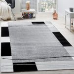 Paco Home Designer Teppich Wohnzimmer Teppich Bordüre in Grau Schwarz Creme Preishammer, Grösse:80x150 cm