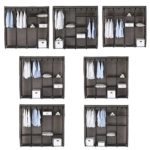 WOLTU SS5024 XXXL Kleiderschrank Stoff Regal, Garderobenschrank Campingschrank Faltschrank, Stoffkleiderschrank mit Kleiderstange, DIY Innenraum, 174x46x169 cm(Grau)