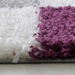 Hochflor Shaggy Teppich kariert in versch. Farben und Größen Langflor Teppiche für Wohnzimmer und Jugendzimmer. (60 x 110 cm, Violett)
