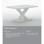 CAVADORE Esstisch XAVER/160 cm Breite/Esszimmertisch in modernem Design mit gekreuzten Beinen/Tisch in Hochglanz Weiß/Rand der Fußplatte Edelstahl poliert/160 x 90 x 75 cm (L x B x H)