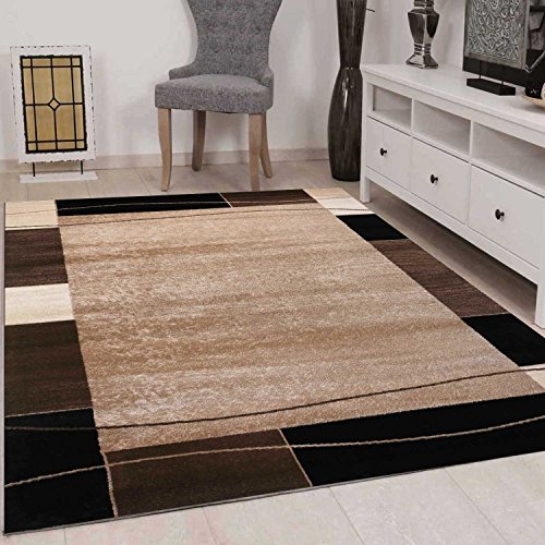 VIMODA Teppich Kariert Retro Muster Meliert in Braun Schlafzimmer Wohnzimmer - ÖKO TEX Zertifiziert, Maße:160x230 cm