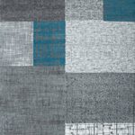 VIMODA Teppich Kurzflor in Türkis Blau Grau und Weiß Wohnzimmer Teppiche Modern Kachel-Optik Pflegeleicht, Maße:200x290 cm