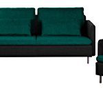 Cavadore Sofa-Garnitur Scrubbles, 3-Sitzer, 2-Sitzer und Sessel im Material-Mix, 3er-Couch: 196 x 73 x 98 cm, 2er-Sofa: 156 x 73 x 98 cm, Sessel: 106 x 73 x 98 cm (BxHxT), Türkis, schwarz