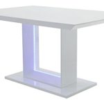 CAVADORE Esszimmertisch BLACE,Moderner Esstisch mit blauer LED Beleuchtung,Hochglanz Weiß,160x75x90 cm (LxBxH)