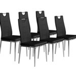 CAVADORE Stuhl 6-er Set BAMBI/6x Esszimmerstuhl in modernem Design/Metall verchromt/Lederimitat schwarz/52 x 46 x 97 cm (T x B x H)