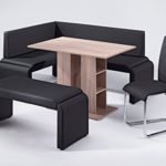 CAVADORE Vorbank FONTAINE/moderne, gepolsterte Sitzbank/Küchenbank Kunstleder schwarz/Bank ohne Lehne/140 x 48,5 x 45 cm (B x T x H)