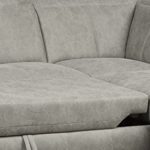 Cavadore 5129 Polsterecke Bules, 3-Sitzer mit Bettfunktion echt bezogen links, Spitzecke, Abschlusselement 1-sitzig mit Kopfteilverstellung rechts, 274 x 81 x 232 cm, Iguana silver 02