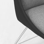 CAVADORE Esszimmerstuhl 2er Set ELEA/2x moderne Stühle mit stilischer Sitzschale/Bezug Kunstleder Schwarz/Sitz und Rücken in Stoff Grau/Gestell Metall verchromt/66x86x60,5cm (BxHxT)