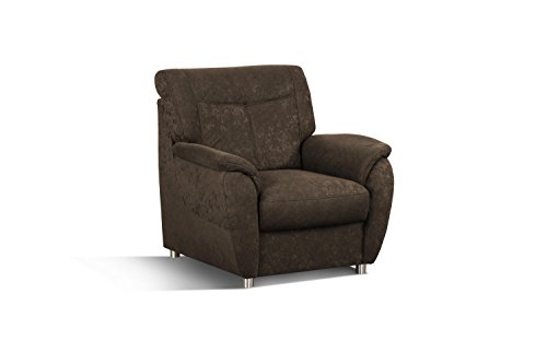 Cavadore Sessel Sunuma / Dunkelbrauner Polstersessel mit Federkern passend zur Couch Sunuma / Modernes Design / Größe: 95 x 91 x 90 cm (BxHxT) / Farbe: Dunkelbraun