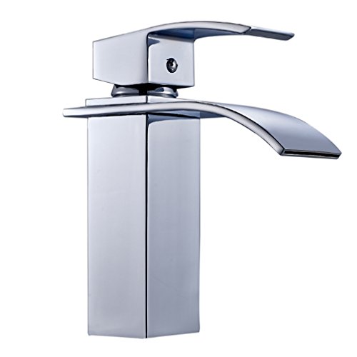 Auralum® Wasserhahn für Waschbecken Wasserfall Wasserhahn Küche und Bad cromo-plateada Messing