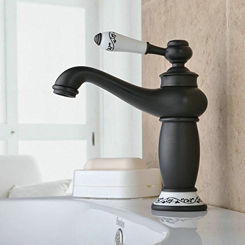 Beelee Schwarz Design Bad Armatur in Bad für Waschbecken Waschtisch Wasserhahn Waschtischarmatur Messing Badarmatur Mischbatterie badzimmer