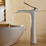 Beelee Wasserhahn Armatur Einhebel- Mischbatterie Waschtischarmatur Wasserfall Einhandmischer Gegrillte weiße Farbe für Bad Badenzimmer Waschbecken