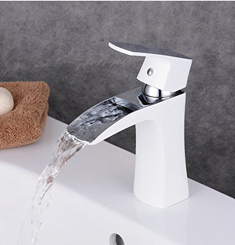 Beelee Wasserhahn Hohe weiß Bad Armatur Waschbecken Waschbeckenarmatur Einhebelmischer Badarmatur Mischbatterie Armaturen für Bad