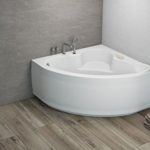 Komfortable Eck Badewanne-Acryl 120x120x57,5 inkl. Wannenfuß und Ablaufgarnitur, Schürze:ohne Schürze