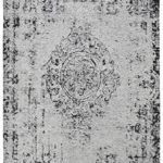 Moderner Teppich Vintage my Milano 572 grau, rot, gelb, shabby look,used look , flachgewebe (77 x 150 cm, MIL 572 silber grau)