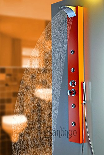 Orange Aluminium Duschpaneel mit Wasserfall und Regendusche Duschsäule von Sanlingo