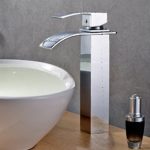 Waschtischarmatur Hoch Einhebel Wasserhahn Armatur Wasserfall Einhandmischer für Badezimmer Waschbecken NVT601H